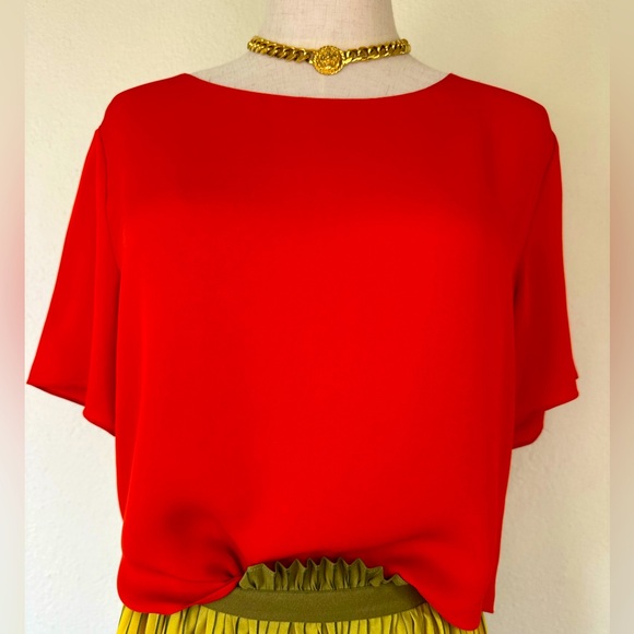 Theory bright orange viscose top perfect length Size Small - Picture 2 of 7